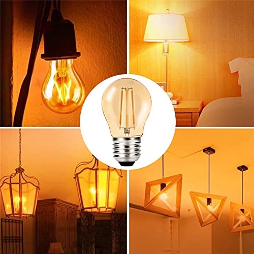 MZYOYO 10 stuks E27 G45 LED 2W Vintage Amber gloeilampen, E27 vintage gloeilampen, gloeidraad lamp 2700K warm wit… - Afbeelding 4