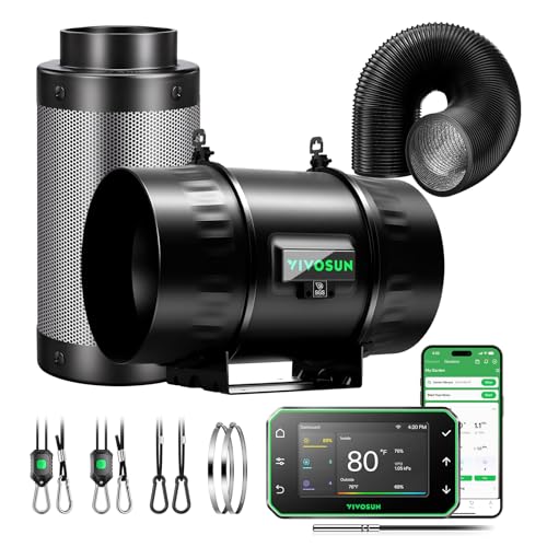 Image of VIVOSUN T8 Smart Filtration Kit, Inline Fan, Controller, Carbon Filter,Duct