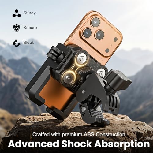 Image of ZORBES Phone Mount Handlebar Holder, 360 Rotatable Shockproof Bike Phone Mount with Vibration Dampening, One-Hand Quick Lock Adjustable 5.1-7.2'' Phone Holder for Bicycle, Scooter & Motorcycle