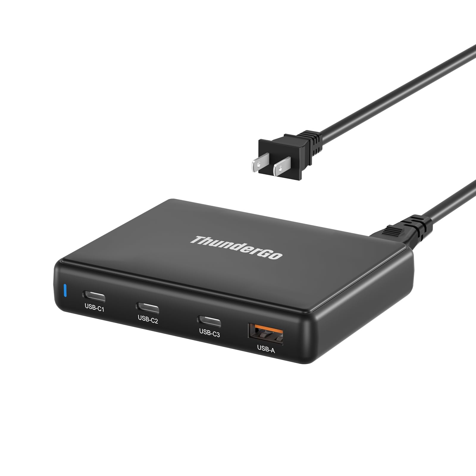 ThunderGo 140W GaN Charger, 4-Port USB C Fast Charging Block (3C PD/1A QC), 100W Max Single Port Output for MacBook Pro/Air, iPhone 16/15/14, iPad Pro