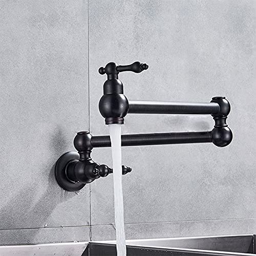 Robinet de cuisine mural pliable avec bec rotatif en laiton
