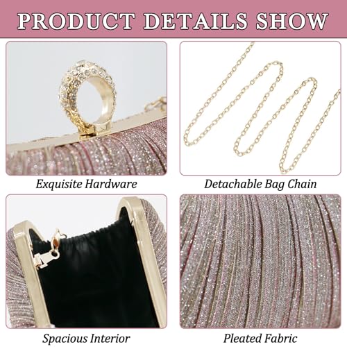 Image of Clutch Purse for Women, Evening Bag with Removable Chain Strap Elegant Handbag for Wedding /Prom /Cocktail /Party