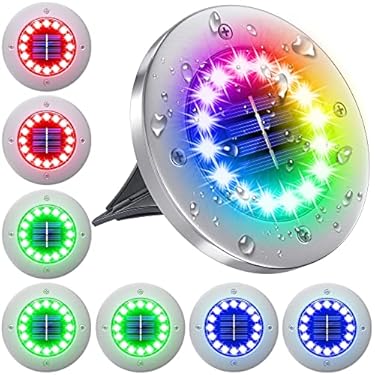 AMAZON - NFESOLAR Solar Lights Outdoor with 16 LEDs, Bright Multi-Color Solar Ground Lights Outdoor Waterproof Christmas Lights for Pathway Garden Yard Lawn Walkway (8 Pack)