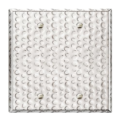 Image of LIDER Blank Metal Wall Plate, Stainless Steel Blank Outlet Cover, Corrosion Resistant, Mid-Size 2-Gang 4.88 inch x 4.92 inch, 201 Stainless Steel, LMWP-02M-HC, Hammered Chrome