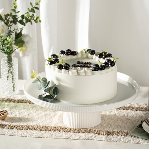 13 Inch Cake Stand, Ceramic Cake Stands for Party, Elegant Wedding Cake Plate for Dessert Table Display, Dessert and Cupcake Stand for Party, Baby Shower, Birthday, White - Image 3