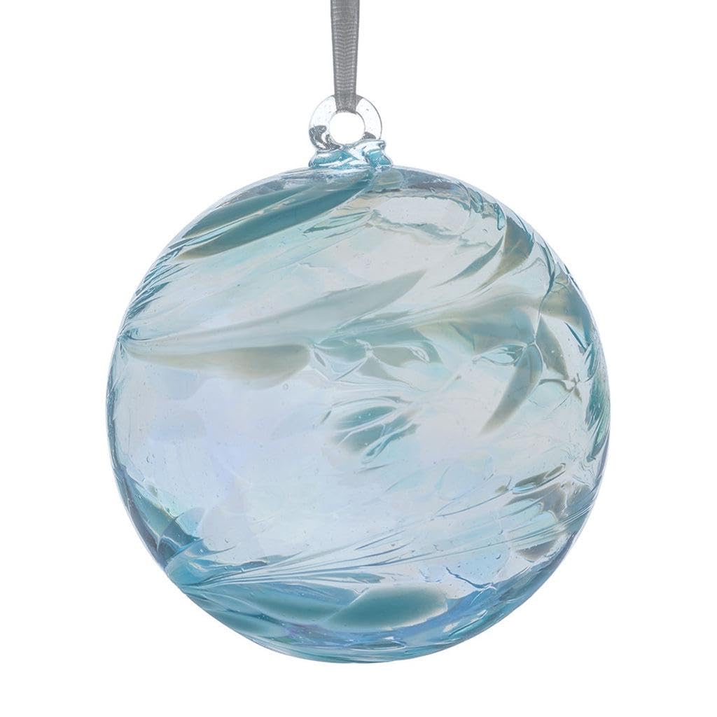 Handmade Hanging Glass Friendship Ball - 10cm Aquamarine - Unique Gift for Her - Special Occasion Décor - Decorative Ornament
