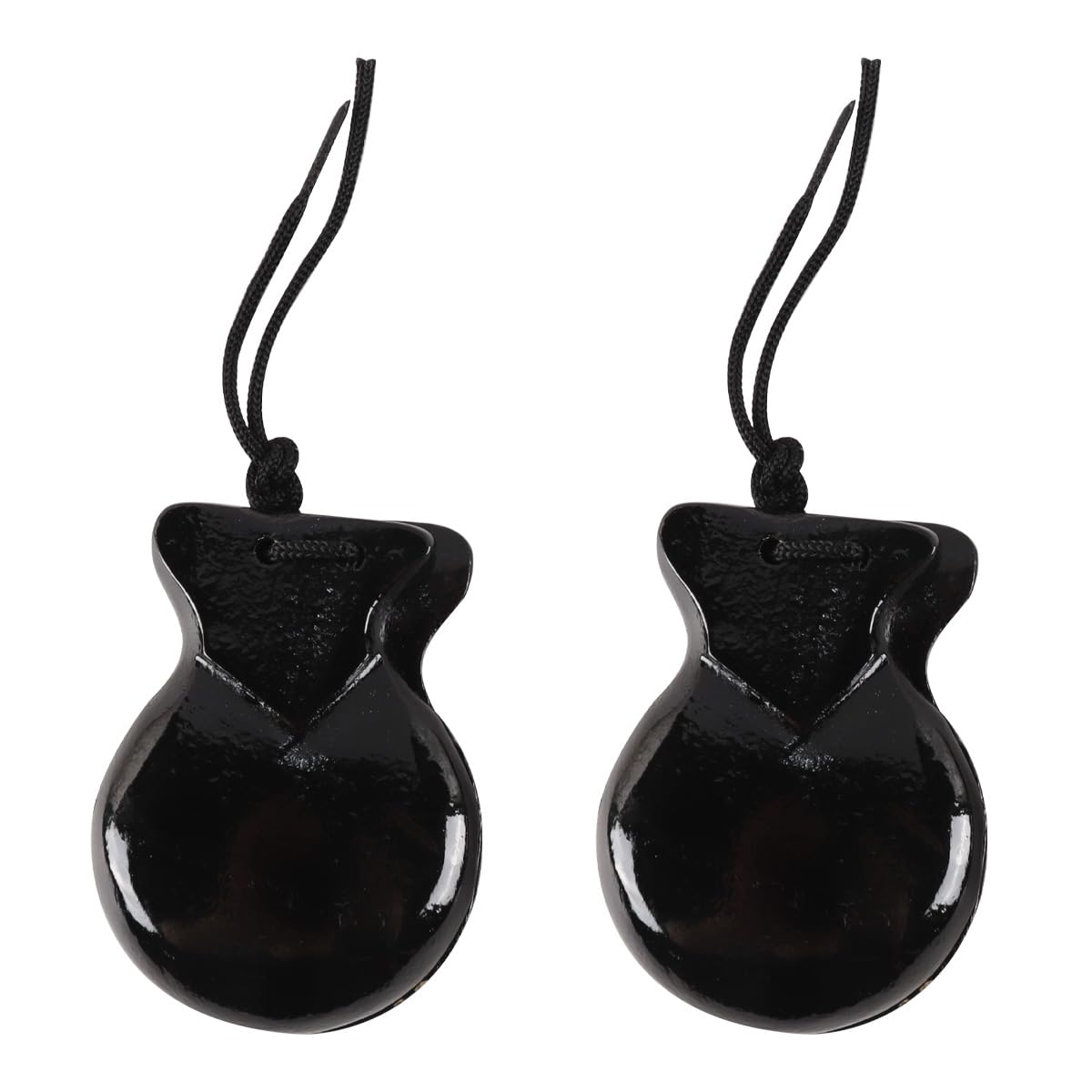 Enwye 2 Pcs Wooden Castanets Spanish Handmade Traditional Hand Percussion Wood Finger Castanets Musical Percussion Instruments Rhythm Clap Boards Souvenir Black