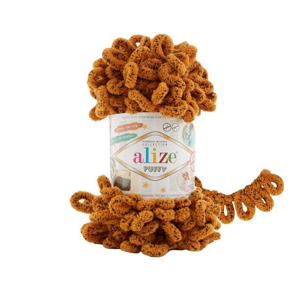 Alize Puffy Baby Big Loop Blanket Yarn 100% Micropolyester Soft Wool Each Ball 100g 9m - 717 Tiger