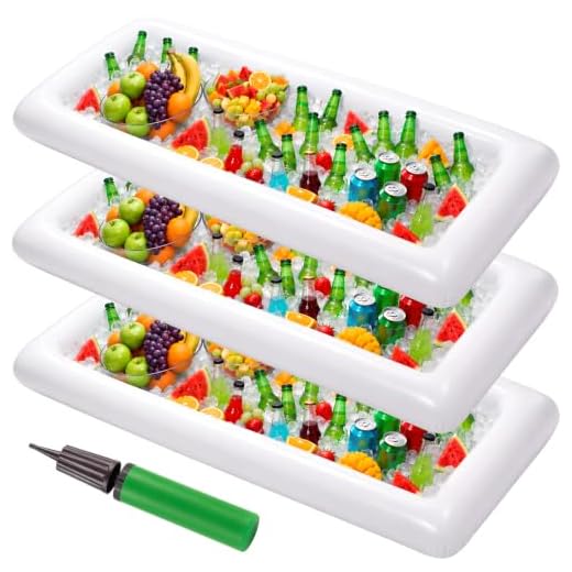 Inflatable Serving Bar Salad Ice Tray Food Drink Containers - BBQ Picnic Pool Party Supplies Buffet Luau Cooler,with a Drain Plug