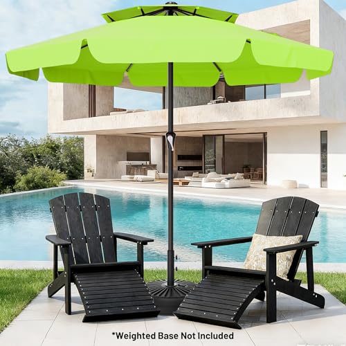 Image of AreShark 12ft 2-Tier Patio Umbrella with Valance - Outdoor Umbrella Waterproof UV Protection, Market Table Umbrella w / 8 Sturdy Ribs&Crank for Pool, Backyard, Garden(Apple Green)