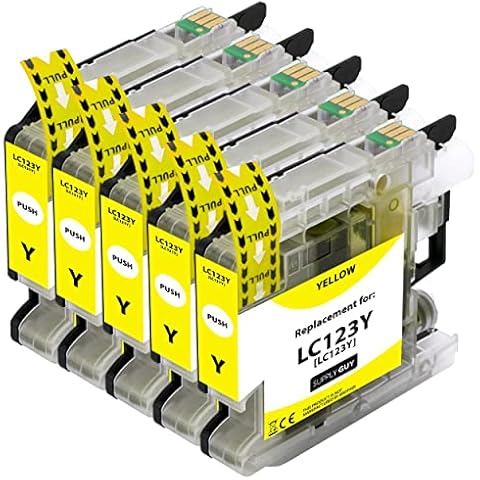 Supply Guy 5 Ink Cartridges compatible with Brother LC-123 Yellow replacement for Brother DCP-J132w DCP-J150 DCP-J152w DCP-J152wr DCP-J172w DCP-J4110dw DCP-J4110w and others Cover