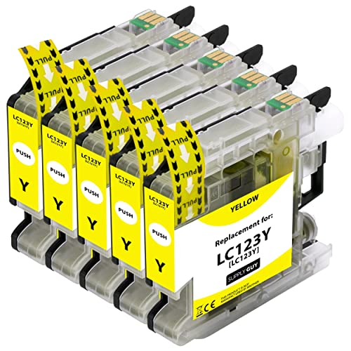 Supply Guy 5 Cartuchos de Tinta Compatible con Brother LC 123 (Amarillo) para Brother DCP J132w DCP J150 DCP J152w DCP J152wr DCP J172w DCP J4110dw DCP J4110w