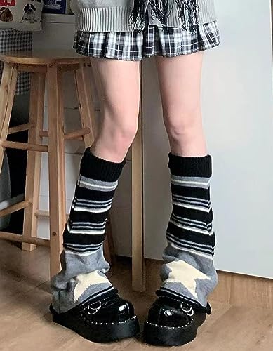 Image of WODECASA Girls Kawaii Leg Warmers Knitted Flared Leg Sleeves Goth Crochet Baggy Cuff Ankle Heap Socks