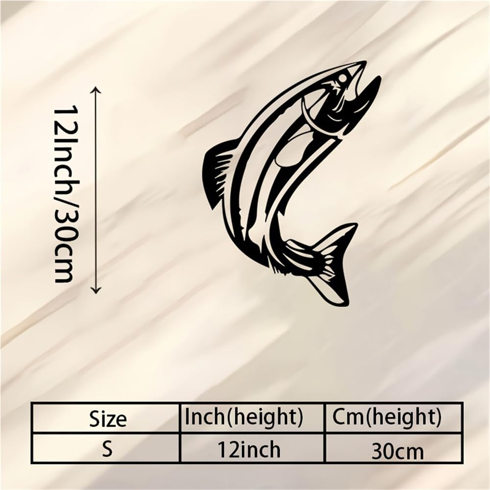 Generico Decoración de pared abstracta contemporánea de Metal, Arte Moderno de salmón, Mural dinámico de Salto para cocina, valla Exterior, jardín (30 cm/12 pulgadas)