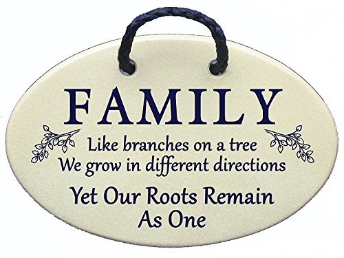 Family Tree Wall Plaque - Family Like Branches on a Tree, we Grow in Different Directions. Ceramic Wall plaques, Handmade in The USA for Over 30 Years.