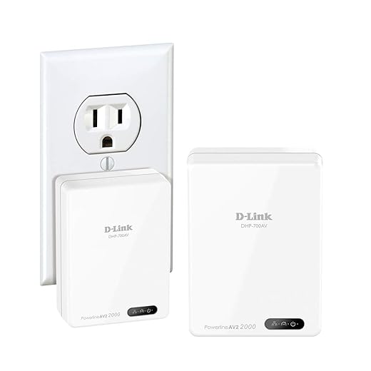 D-Link Powerline Adapter Starter Kit Ethernet Over Power Gigabit AV2 Up to 2000Mbps MIMO Internet Network Wall Plug In (DHP-701AV)