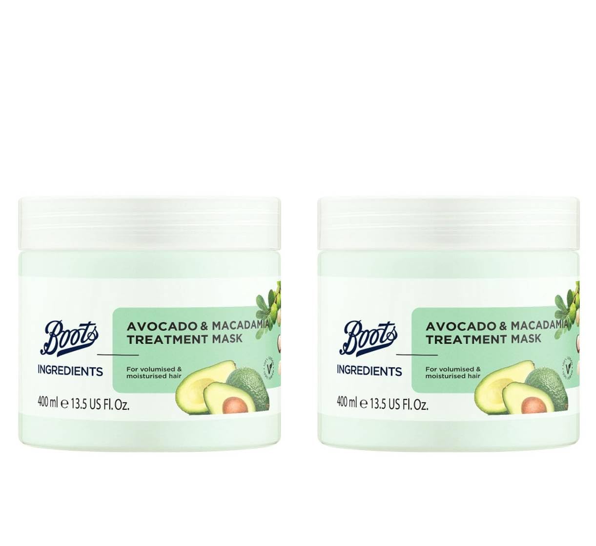 Boots Ingredients Avocado & Macadamia Treatment Mask 13.52 Fl Oz. (Pack of 2)