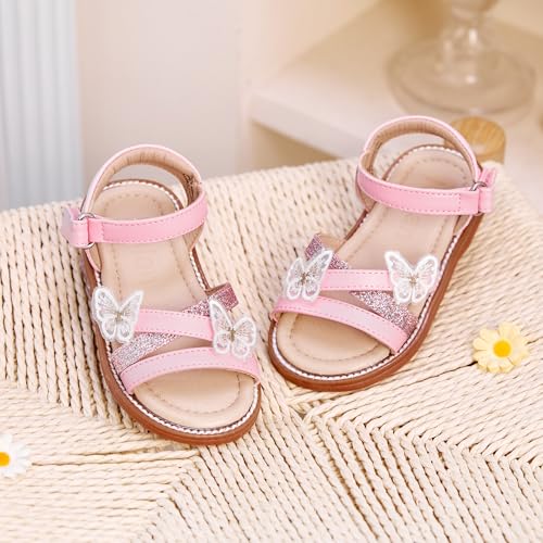 Image of Kolan Toddler Girl Sandals Open Toe Flat Princess Dress Shoes Little Kids