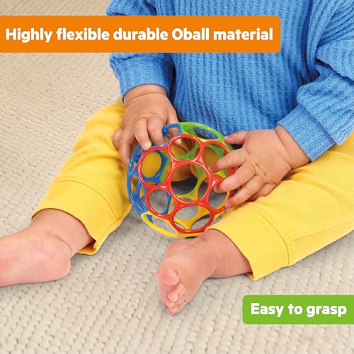 Image of Bright Starts Oball Easy Grasp Classic Ball BPA-Free Infant Toy in Red, Yellow, Green, Blue, Age Newborn and up, 4 Inches (Pack of 6)