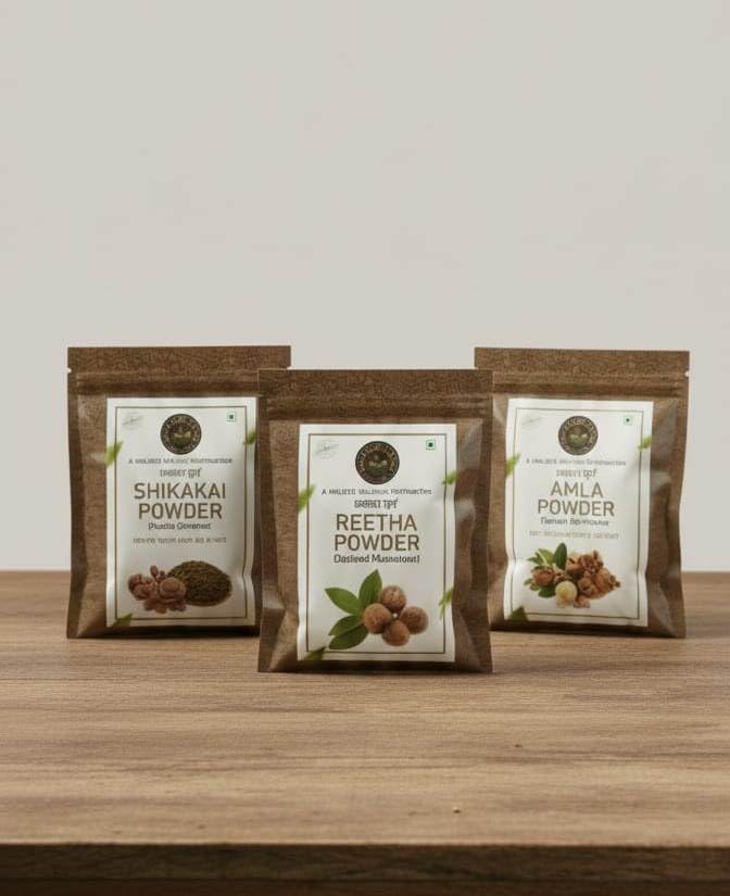 THE REAL FAB Ultimate Herbal Hair Care Combo, Shikakai, Reetha & Amla Powder, Natural Cleanser for Shine and Strength, 3 Pack-image-43
