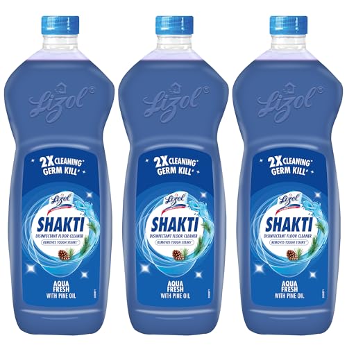 Lizol Shakti 900ml (Pack of 3) - Aqua Fresh Floor Cleaner| 2X Better Cleaning vs Phenyl |Kills 99.9% Germs| Removes Tough Stains | Suitable for All Floor Cleaner Mops
