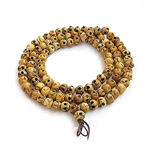 EASTCODE Tibetan Buddhist 10mm Ox Bone Skull 108 Beads Rosary