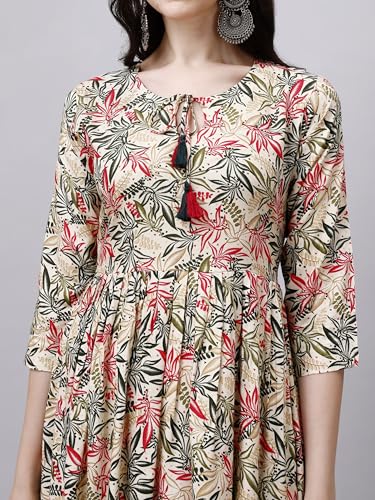Image of OBF Women's Rayon Printed Anarkali Kurti Multicolour