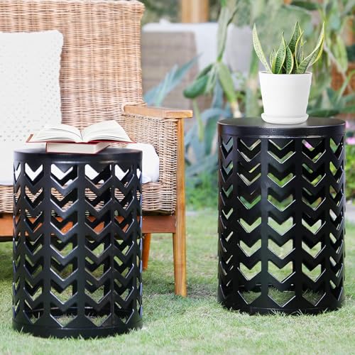 HFHOME-Multifunctional-Nesting-Round-Metal-Coffee-End-Tables-Set-of-3-Modern-Furniture-Nightstands-Decor-Side-Tables-Plant-Stand-for-Home-Office-Indoor-Garden-Outdoor-Pure-Black HFHOME Multifunctional Nesting Round Metal Coffee End Tables Set of 3 Modern Furniture Nightstands Decor Side Tables Plant Stand for Home Office Indoor Garden Outdoor Pure Black