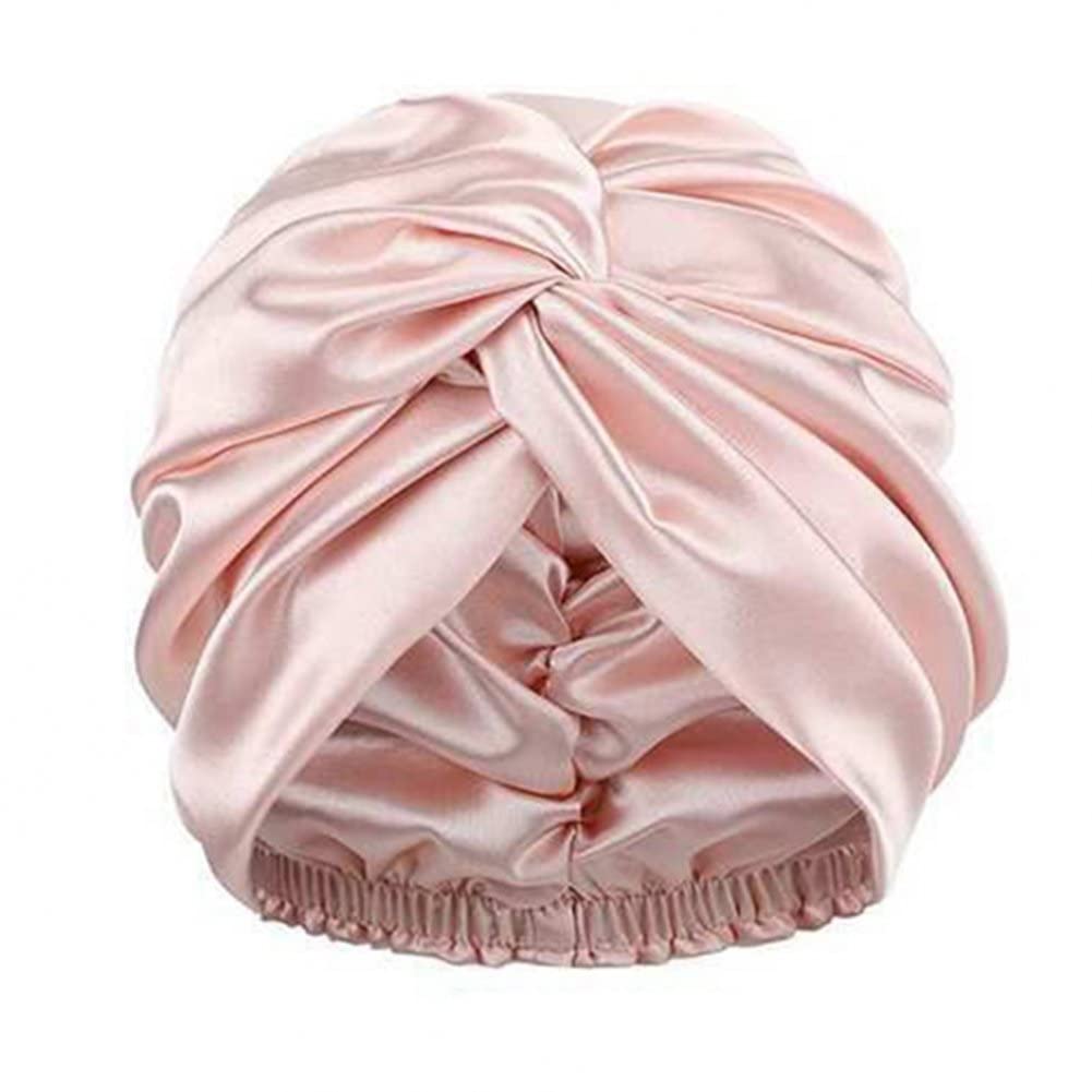 Gorro de satén para dormir con cinta ajustable para el cuidado del cabello de la mujer
