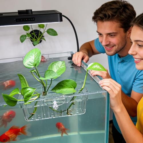 Support de pour aquarium flottant transparent à trois compartiments indépendants - 3