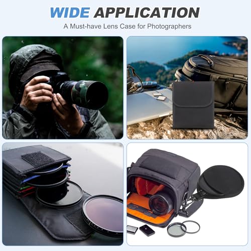 Funda protectora de nylon antigolpes PATIKIL para filtros de cámara con 12 bolsillos seguros 6
