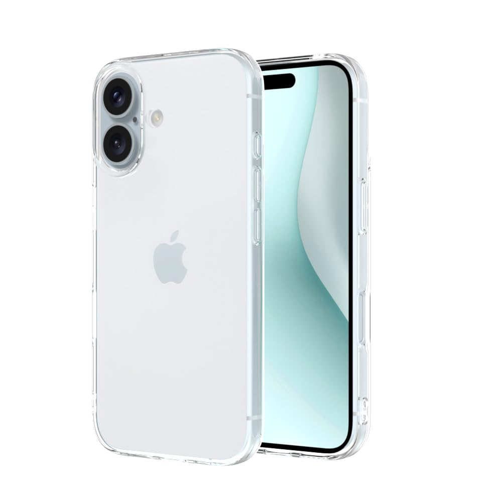 Captor Cover iPhone 16, Custodia Trasparente in Silicone Morbido, Protezione Fotocamera, Anti-Ingiallimento, Flessibile e Resistente per iPhone 16 Cover (Bordi Rialzati)