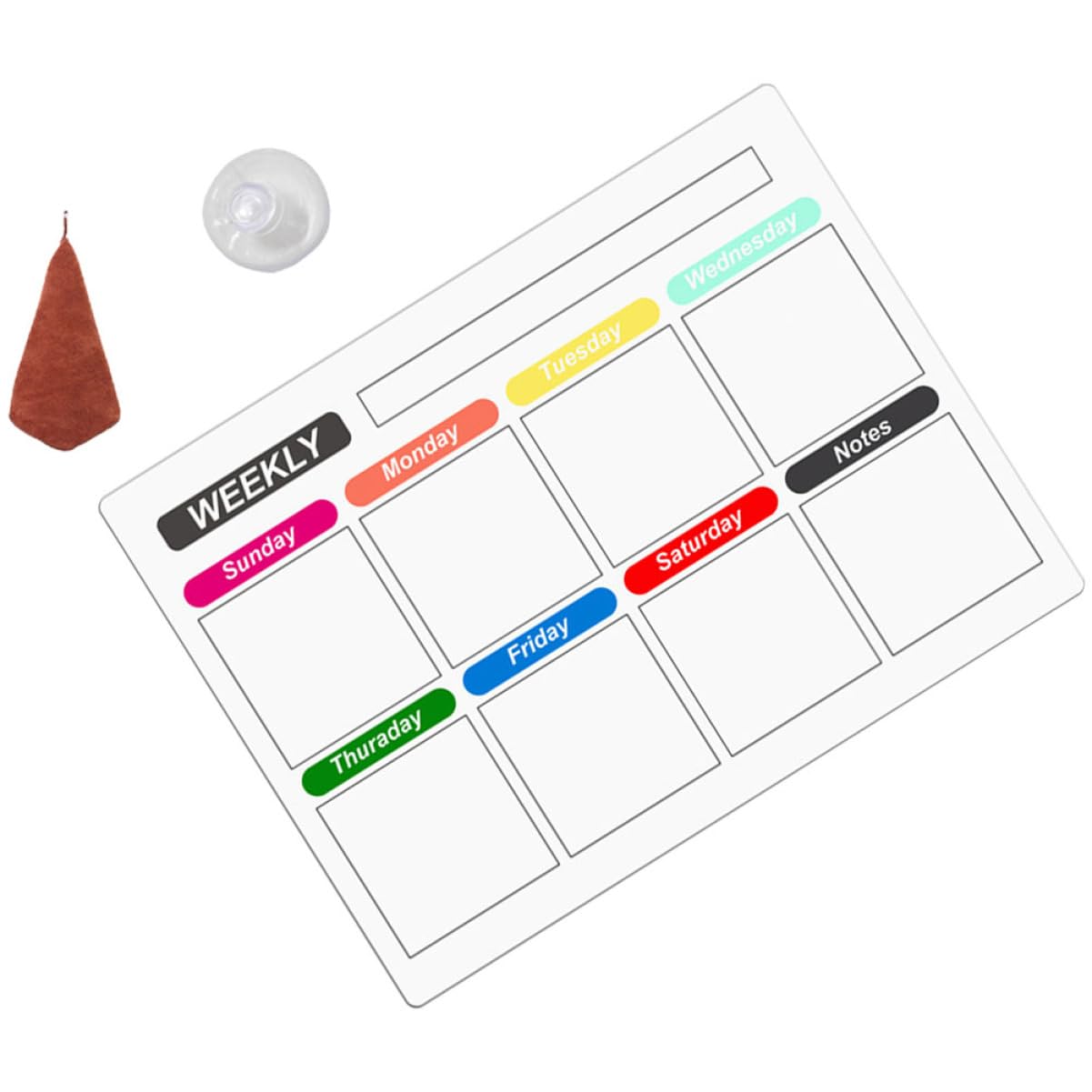 NUOBESTY 5 Set Lavagna Cancellabile Per Agenda Settimanale Magnetica Gomma a Secco Marcatore Calendario Cancellabile a Secco Agenda Settimanale Frigo Magnetico Elettronico Bacheca Piano Pvc