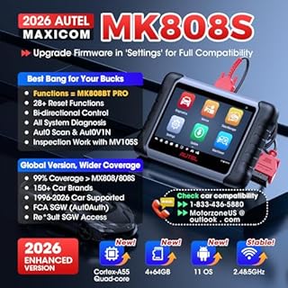 Autel Scanner MaxiCOM MK808S: 2026 Bidirectional Tool as MX808S MK808BT Pro M808Z, Work as MaxiCheck MX900 MK900BT, 28+ Service, 3000+ Active Tests, All System OBD2 Diagnostics, OS 11, 10X Faster