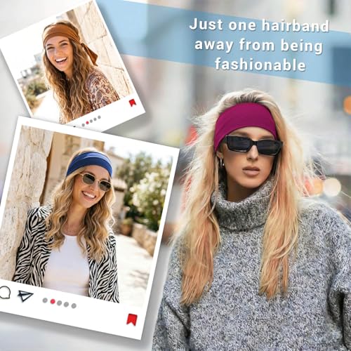 Image of DRESHOW 6 PCS Adjustable Headbands for Women Knotted Headbands Elastic Non-Slip Fashion Hair Bands for Workout Sports Running Yoga