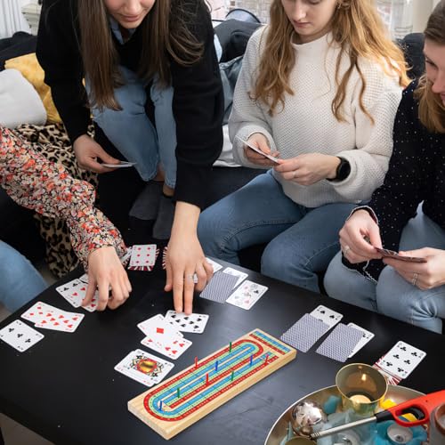 HEALSOPTHY Tablero de Cribbage Portátil de Madera Maciza con Cartas Clavijas Multicolores y Manual Tradicional para Partidas Familiares Viaje - imagen 7