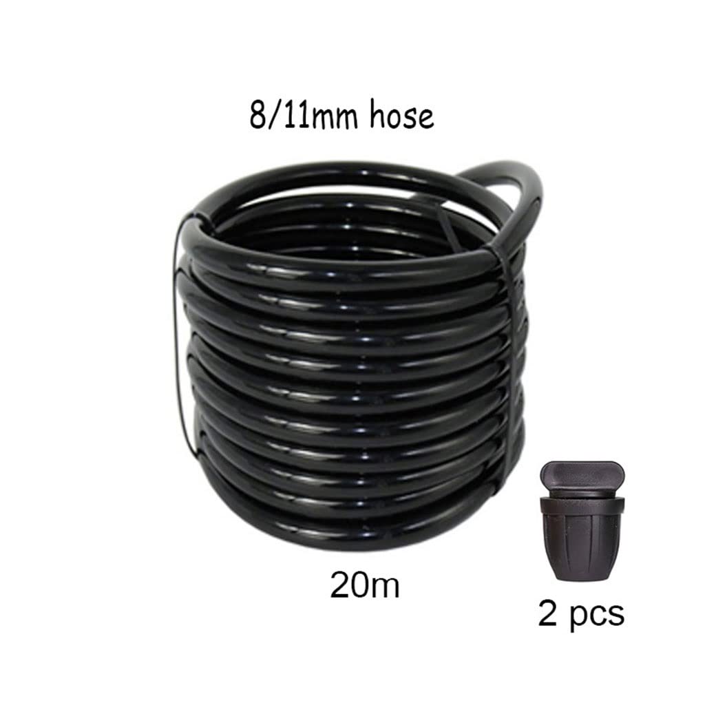 Cinta de riego por goteo, Manguera de riego por goteo for jardín de 8/11 mm, tubo de PVC de 3/8 pulgadas, 5-30 m con tapón negro(25m)