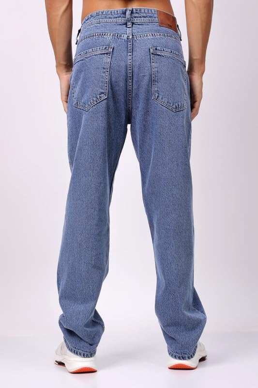 Image of London Hills Men's Relaxed Fit Baggy Jeans | Streetwear Style Loose Denim Pants for Casual Wear | Comfortable Cotton Blend Jeans with Trendy Wide Leg Fit