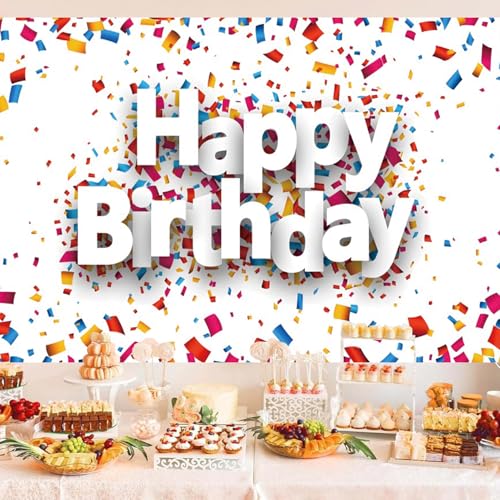 Image of 10x6.5ft Happy Birthday Backdrop Colorful Birthday Photo Photography Background for Kids Adults Birthday Party Banner Decorations Supplies Photo Studio Props
