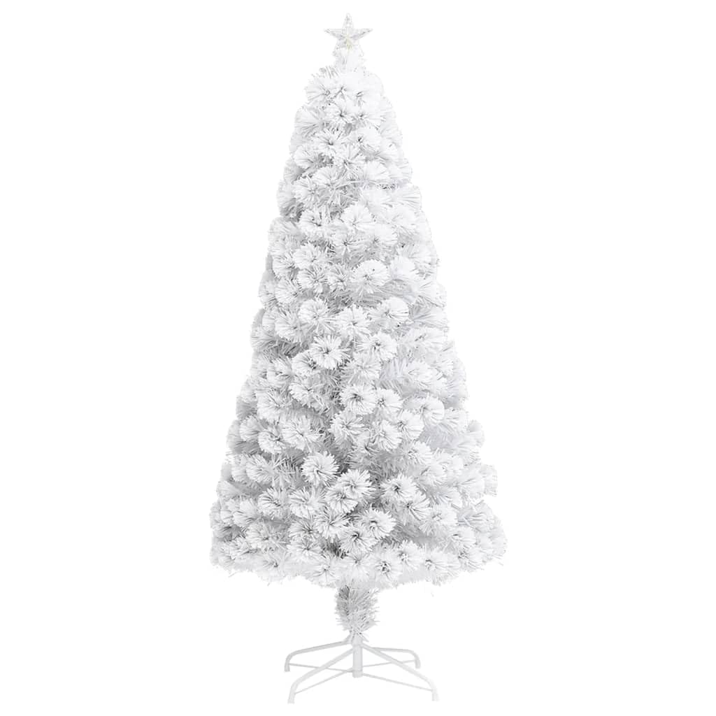 Sztuczna choinka z oświetleniem, biała 150 cm, włókno szklane i LED, 170 gałązek, w zestawie stojak, do świątecznej dekoracji