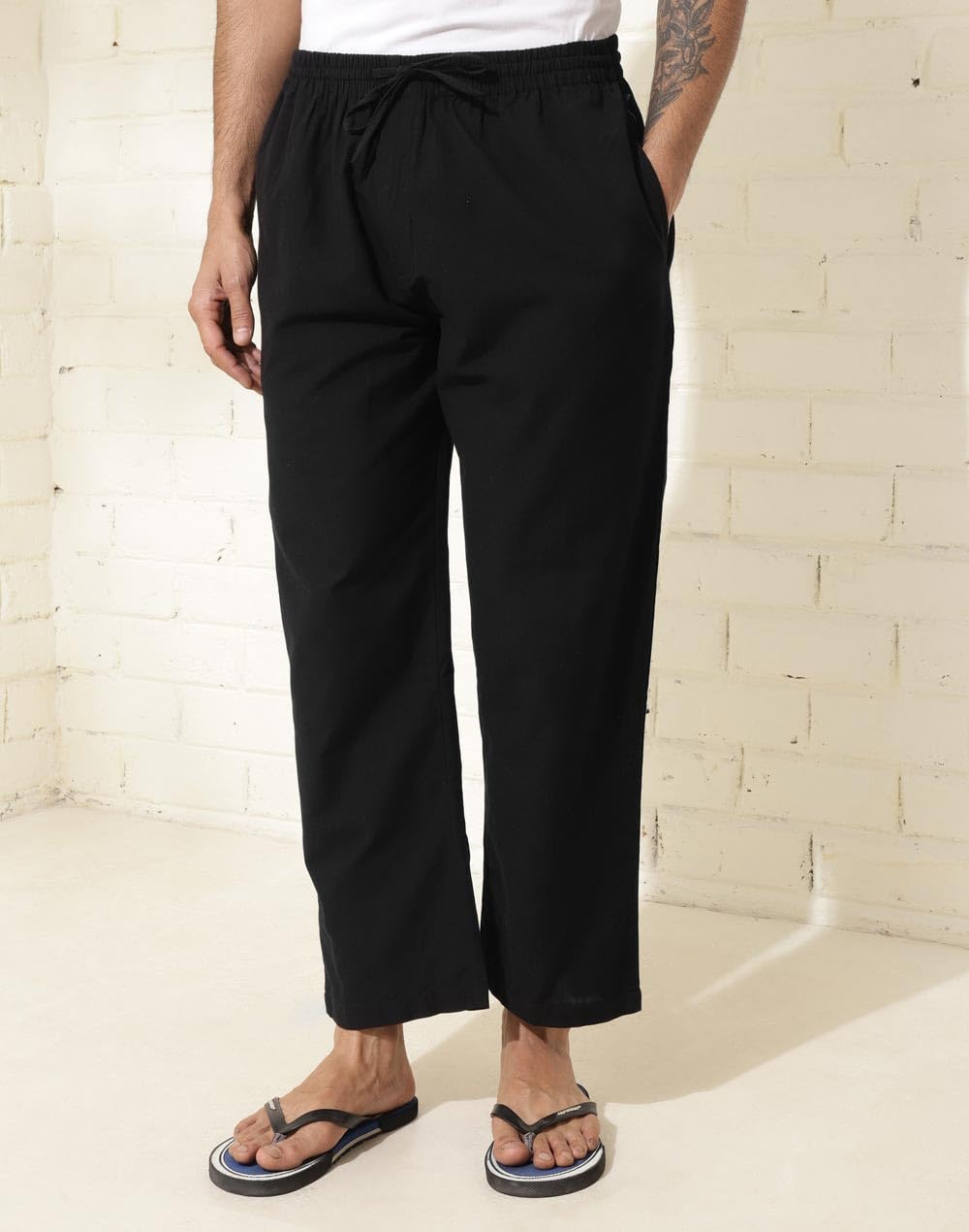 Fabindia Black Cotton Woven Pyjama