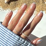 Glamnetic Press On Nails - Into Blue | Glazed Short Oval Fake Nails with Periwinkle French Tips, Reusable Summer Nails | 15 Sizes - 30 Nail Kit with Glue