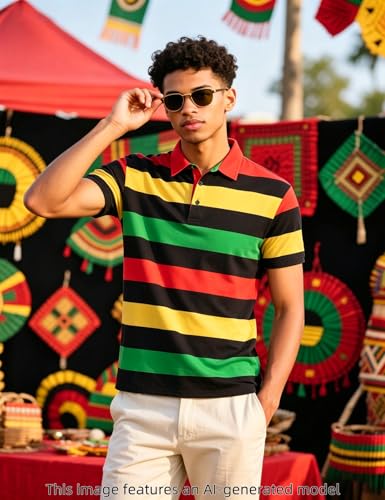 LINOCOUTON Polo para Hombre Día del Orgullo Patriótico Americano Juneteenth Cinco De Mayo Manga Corta miniatura 4