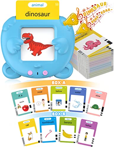 Talking Flash Cards, Educational Learning Toys For Toddler Kids Boy Girl, Speech Therapy Toys Autism Toys Christmas Birthday Gifts For Ages 1 2 3 4 5 Year Old Baby (Pink & Blue) #TOP2
