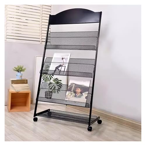 Présentoir à brochures Rotatif sur Pied avec roulettes - Porte-revues en métal pour Bureaux, Salons Professionnels, expositions et Solutions de Rangement pour commerces