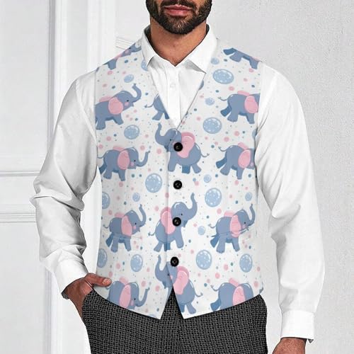 Cute Elephants And Bubble Novelty Men's Suit Vest Casual Formal Dress Vests Business Waistcoat2