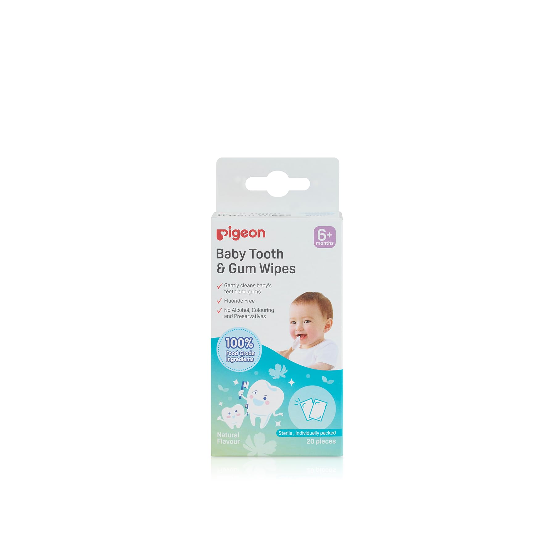 Baby Tooth & Gum Wipes, Natural Flavor, Fluoride Free, No Alcohol, Colouring and Preservatives, Natural Flavor, 20 Pieces