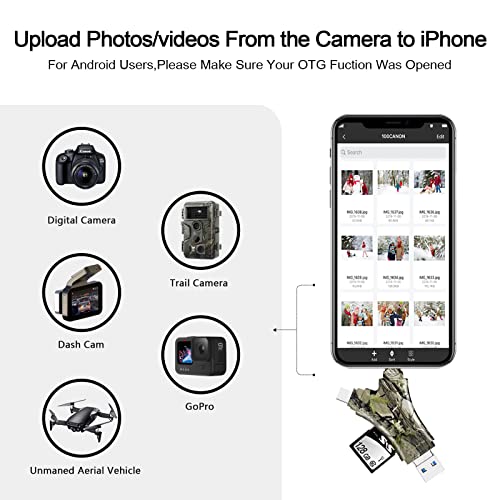 Image of SD Card Reader for iPhone /ipad /Android /Mac /Computer /Camera,4 in1 Micro SD Card Reader Trail Camera Viewer, Portable Memory Card Reader SD Card Adapter for SD and TF Cards
