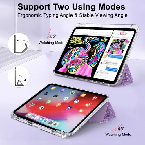 Étui iPad 10e génération 10.9 2022 silicone bleu rigide à rabat pailleté - 5