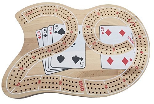AUTHENTIC LARGE WOODEN CRIBBAGE BOARD - 3 TRACKS INCLUDING PEGS